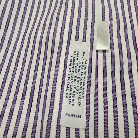 Brooks Brothers Est. 1818 SLIM Purple White Stripe Straight Collar 17-35 - Picture 6 of 7
